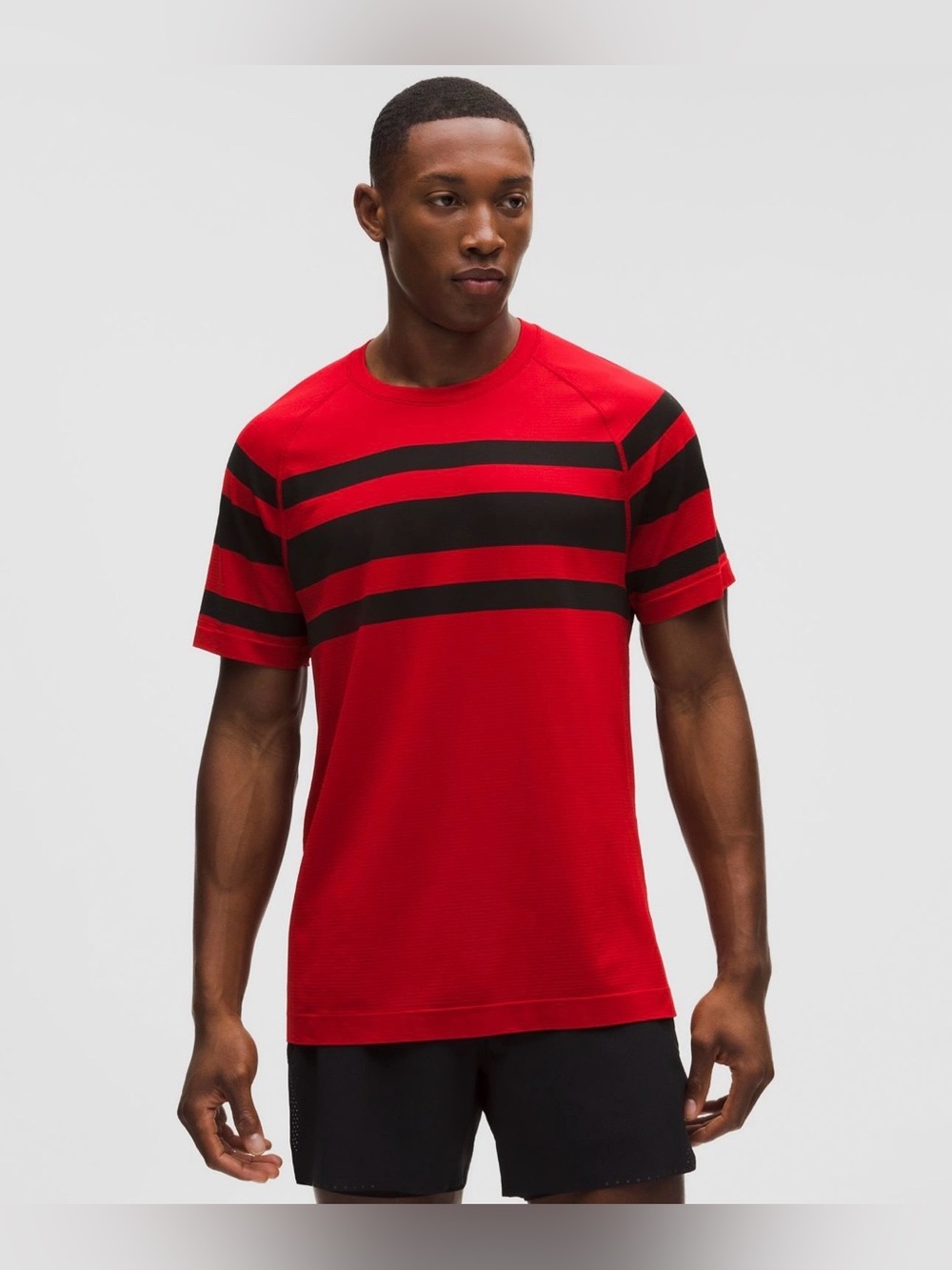 Lululemon Metal Vent Tech League Stripe Oxford Red/Oxford Red/Black (L) NWT